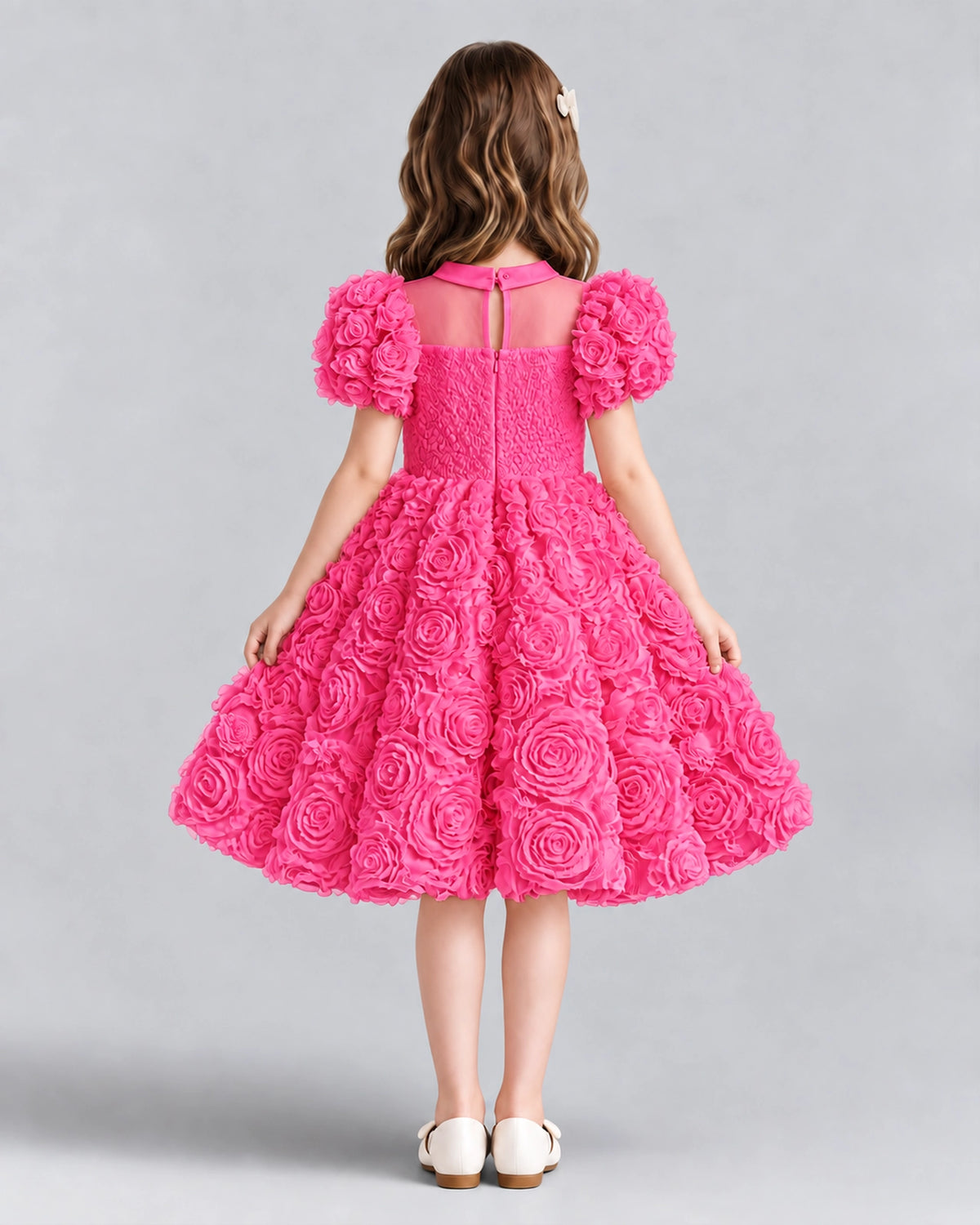 Hot Pink Ball Gown Girls Formal Dresses Back