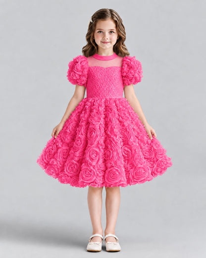 Hot Pink Ball Gown Girls Formal Dresses Front
