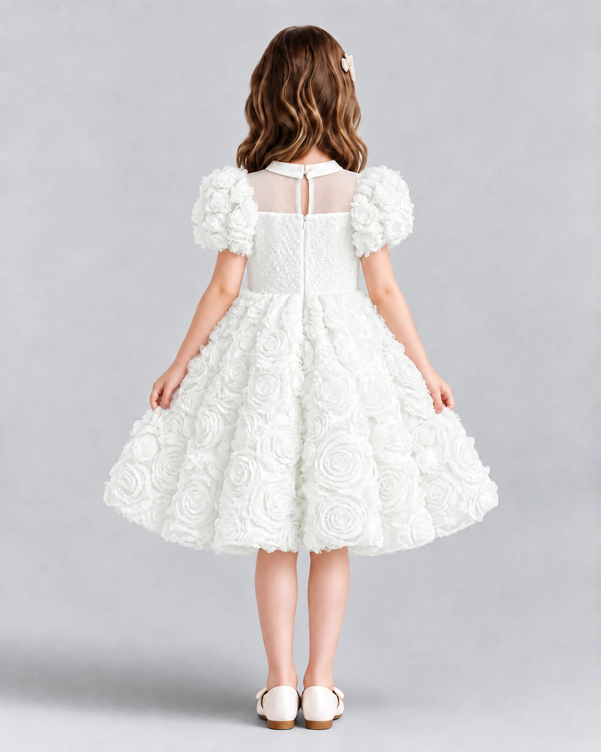 Ivory Ball Gown Girls Formal Dresses Back