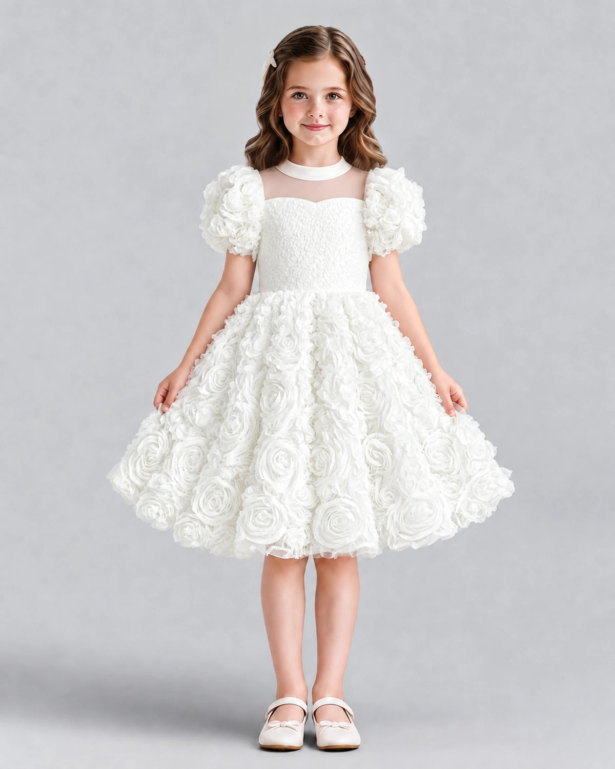 Ivory Ball Gown Girls Formal Dresses Front