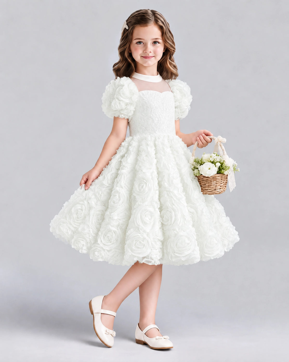 Ivory Ball Gown Girls Formal Dresses Side