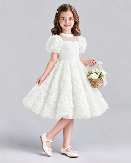 Ivory Ball Gown Girls Formal Dresses Side