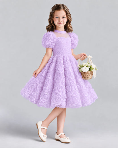 Lilac Ball Gown Girls Formal Dresses Side