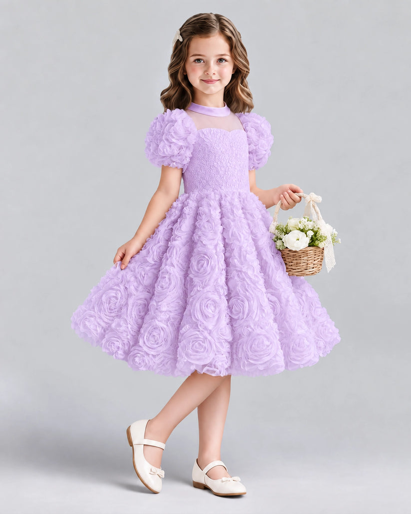 Lilac Ball Gown Girls Formal Dresses Side