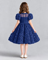 Navy Blue Ball Gown Girls Formal Dresses Back
