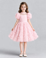 Pink Ball Gown Girls Formal Dresses Front