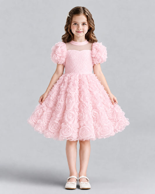 Pink Ball Gown Girls Formal Dresses Front