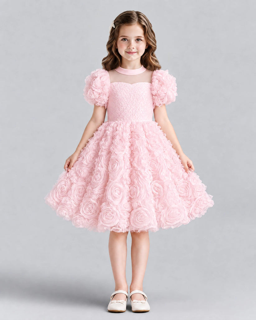 Pink Ball Gown Girls Formal Dresses Front