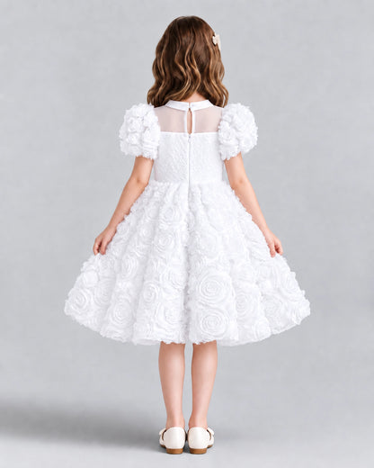 White Ball Gown Girls Formal Dresses Back
