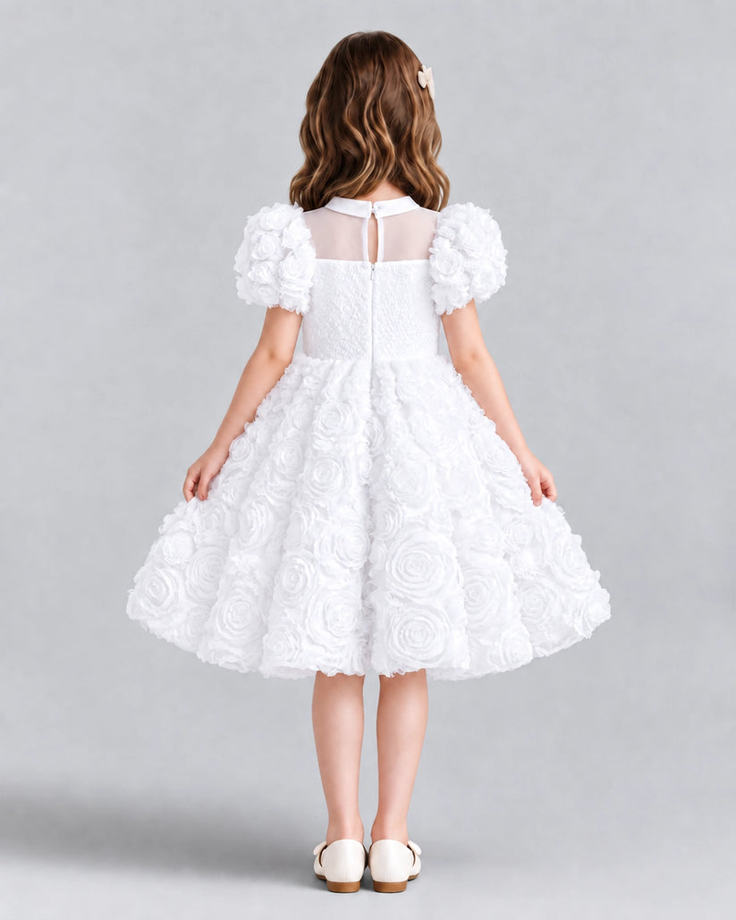 White Ball Gown Girls Formal Dresses Back