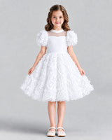 White Ball Gown Girls Formal Dresses Front