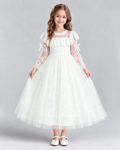 Ivory A-line Flower Girl Dresses Front
