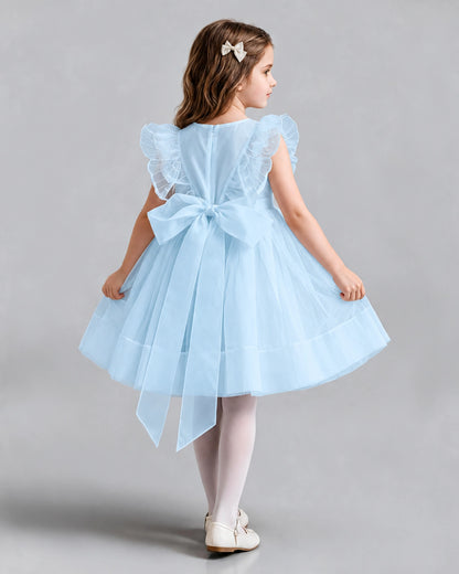 Baby Blue A-line Girls Formal Dresses Back