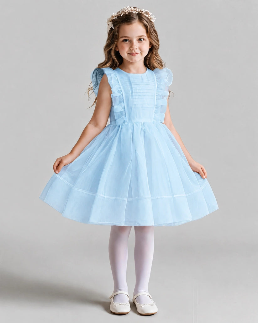 Baby Blue A-line Girls Formal Dresses Front