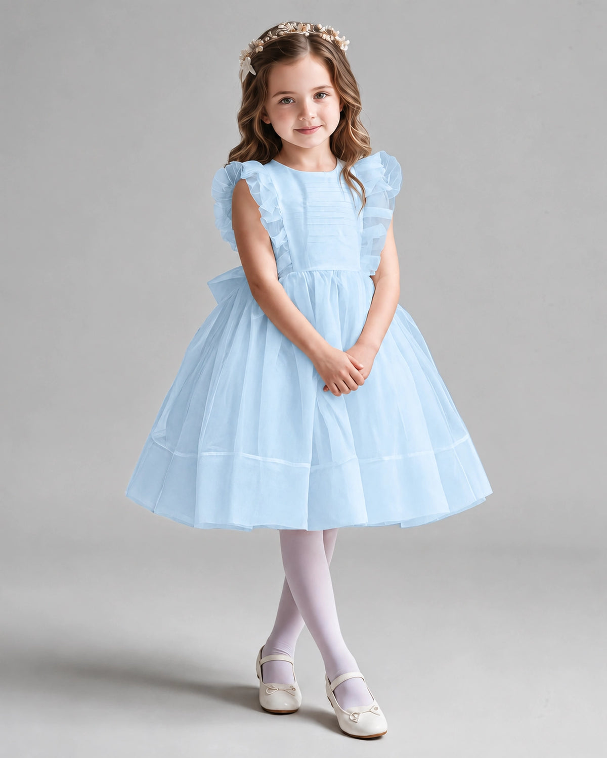 Baby Blue A-line Girls Formal Dresses Pose