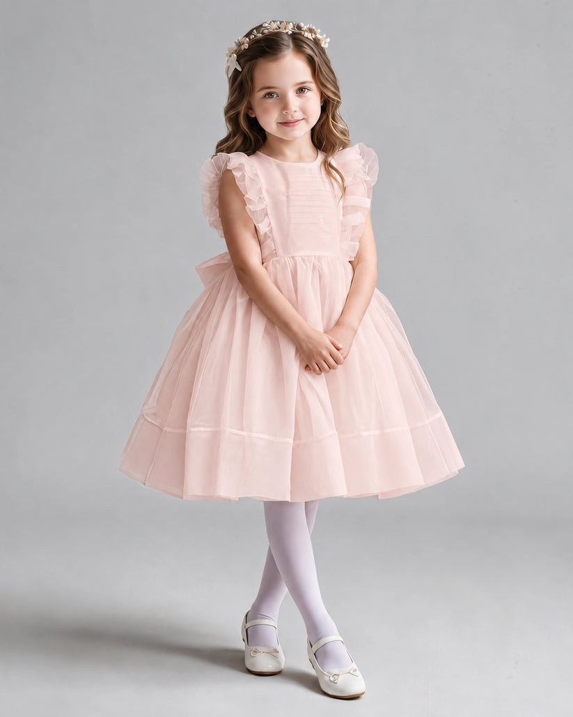 Blush Pink A-line Girls Formal Dresses Pose