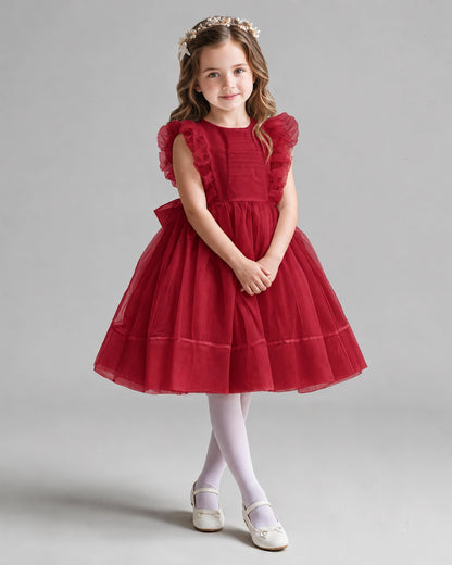 Burgundy A-line Girls Formal Dresses Pose