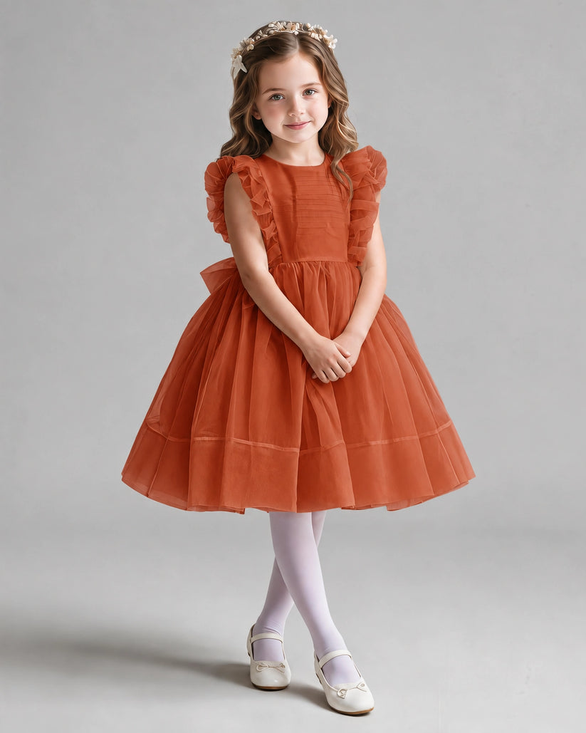 Burnt Orange A-line Girls Formal Dresses Pose