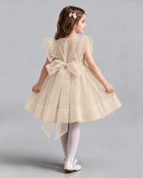 Champagne A-line Girls Formal Dresses Back