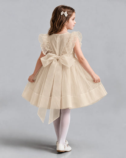 Champagne A-line Girls Formal Dresses Back
