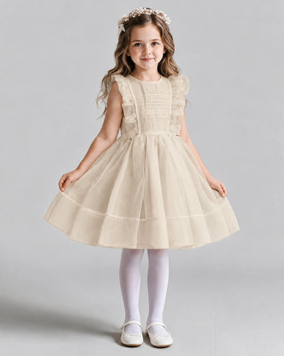 Champagne A-line Girls Formal Dresses Front