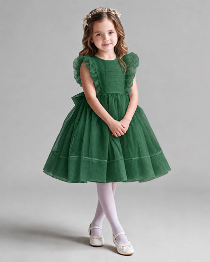 Dark Green A-line Girls Formal Dresses Pose