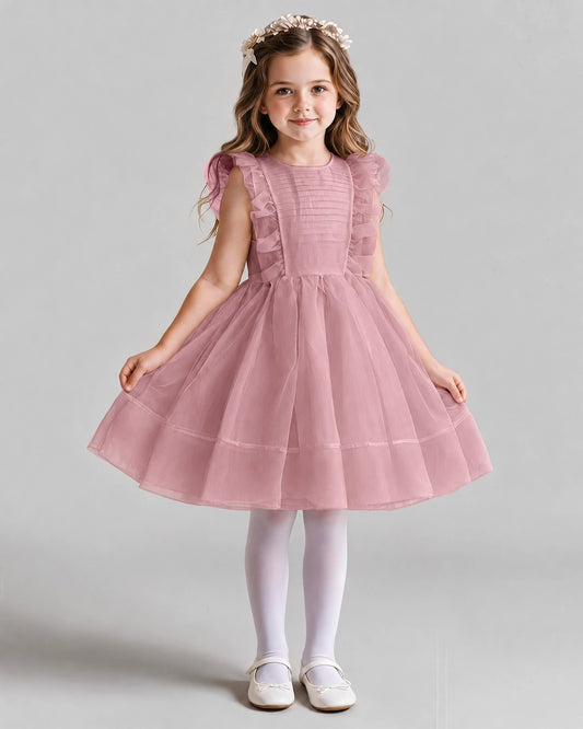 Dusty Rose A-line Girls Formal Dresses Front