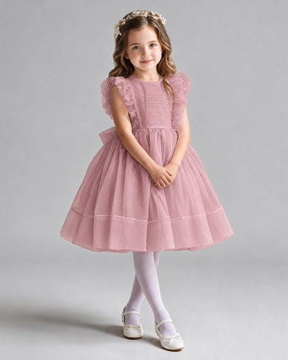 Dusty Rose A-line Girls Formal Dresses Pose