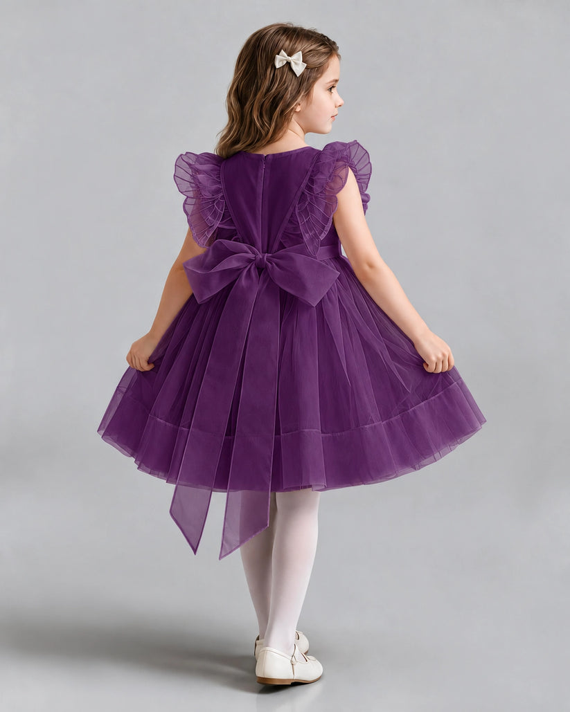 Grape A-line Girls Formal Dresses Back