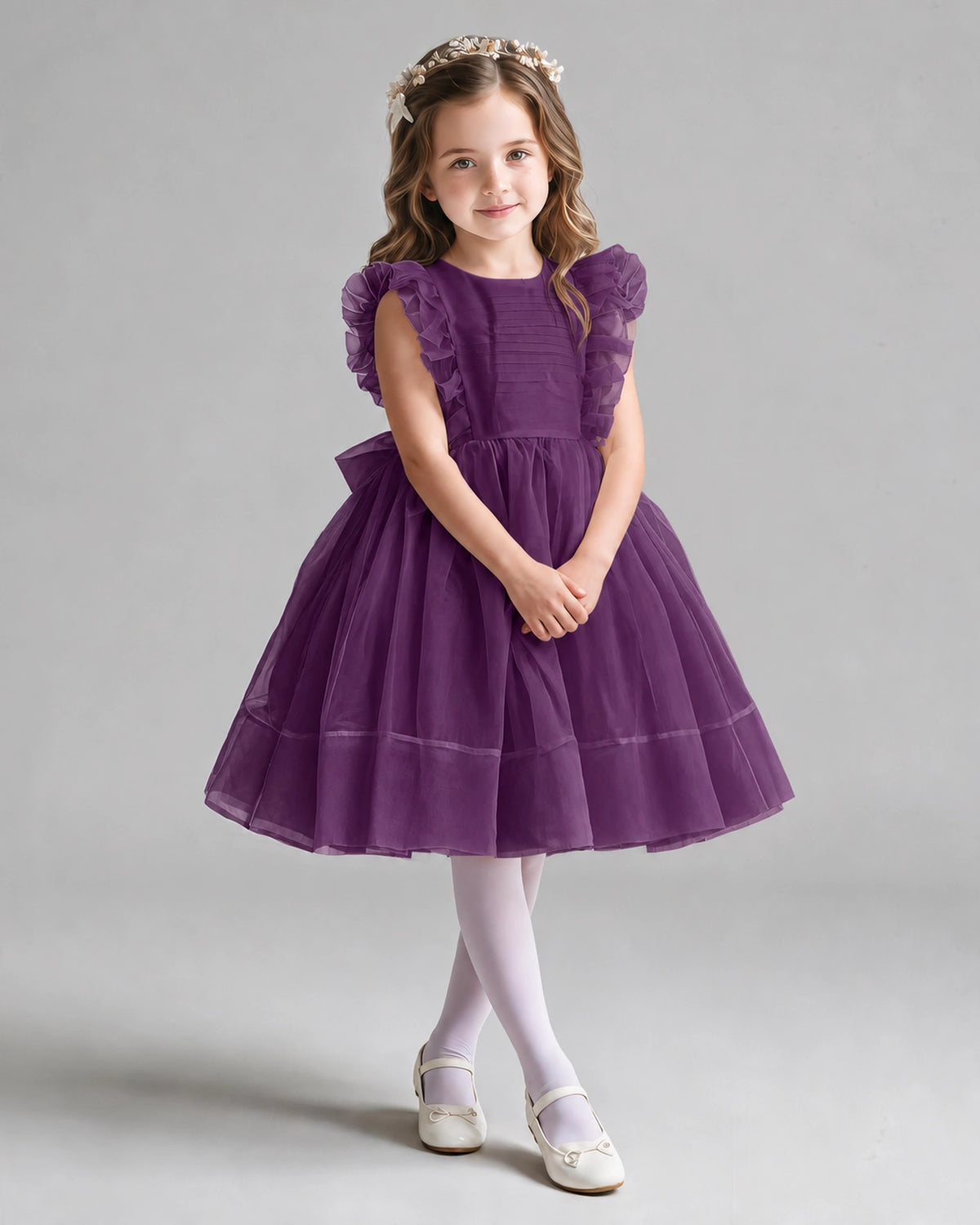 Grape A-line Girls Formal Dresses Pose