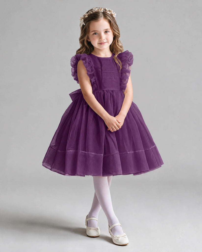 Grape A-line Girls Formal Dresses Pose