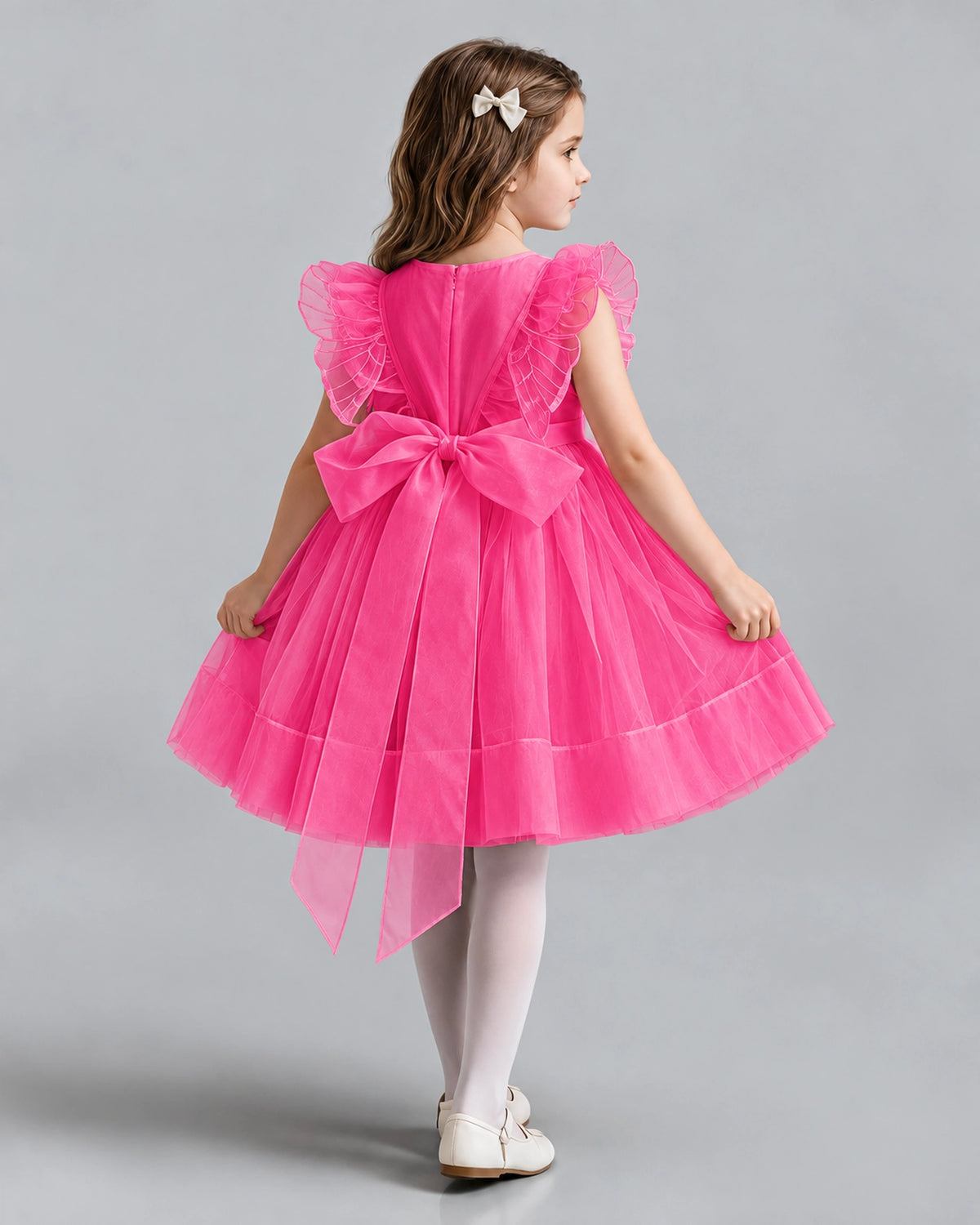 Hot Pink A-line Girls Formal Dresses Back