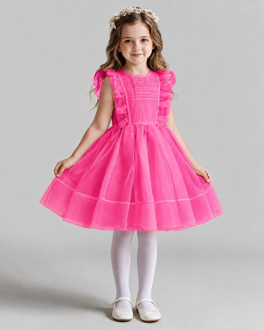 Hot Pink A-line Girls Formal Dresses Front