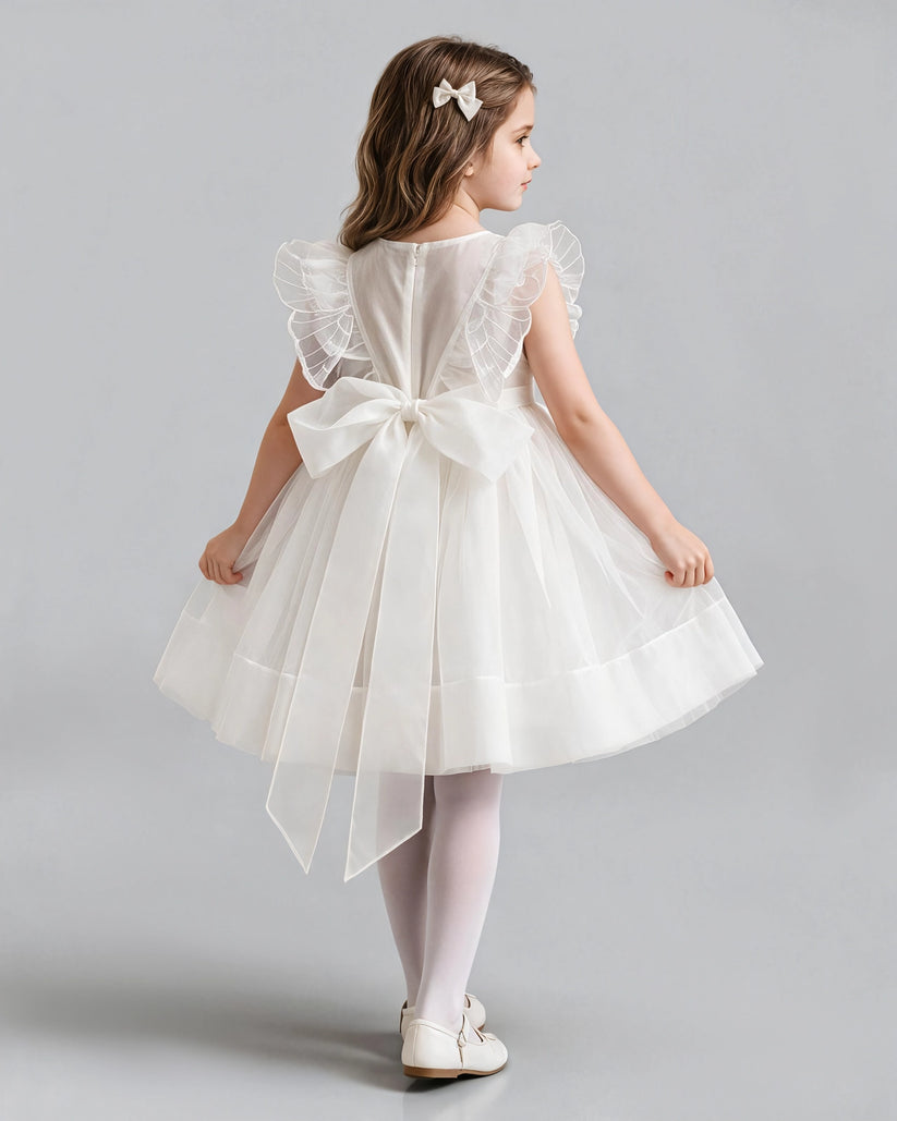 Ivory A-line Girls Formal Dresses Back