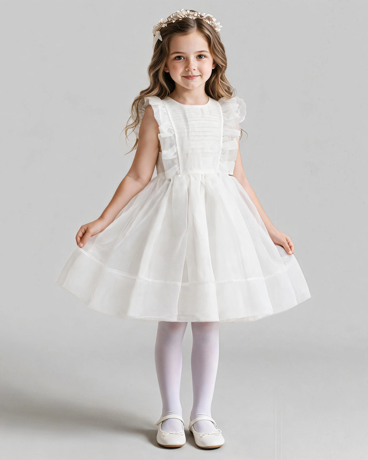 Ivory A-line Girls Formal Dresses Front