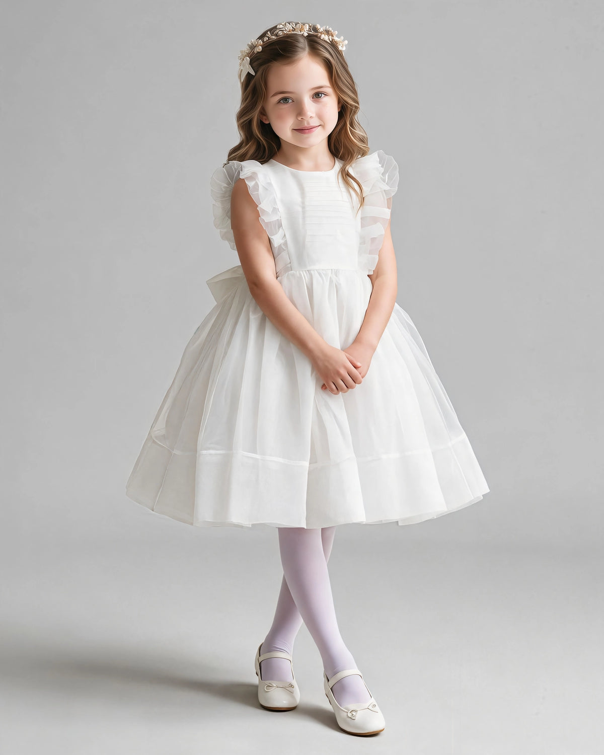 Ivory A-line Girls Formal Dresses Pose