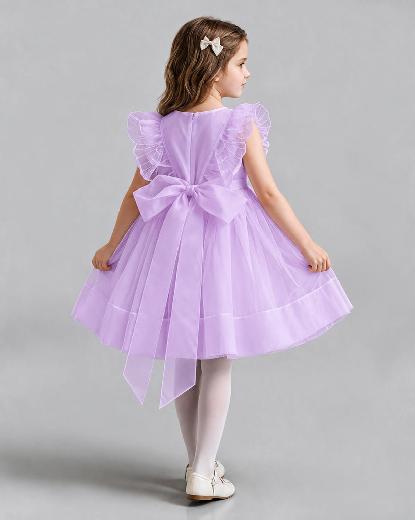 Lilac A-line Girls Formal Dresses Back