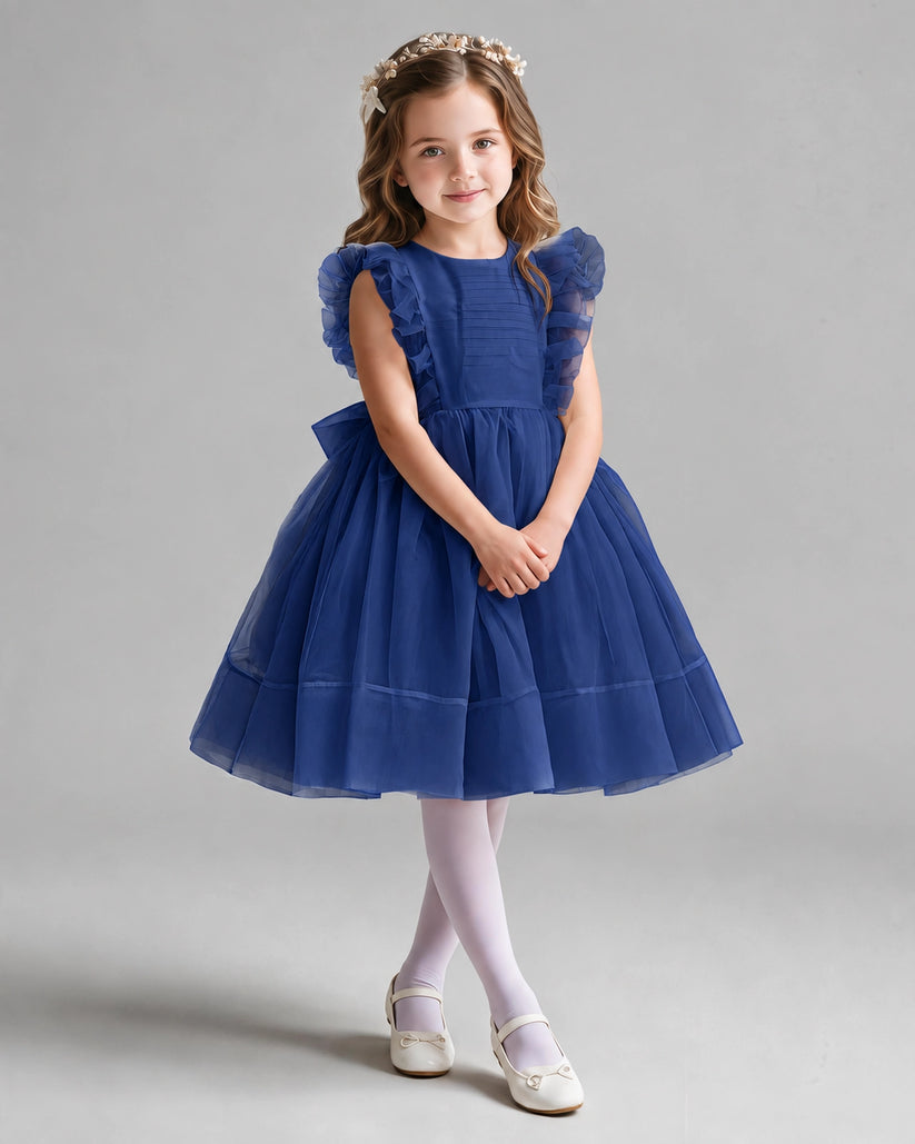 Navy Blue A-line Girls Formal Dresses Pose