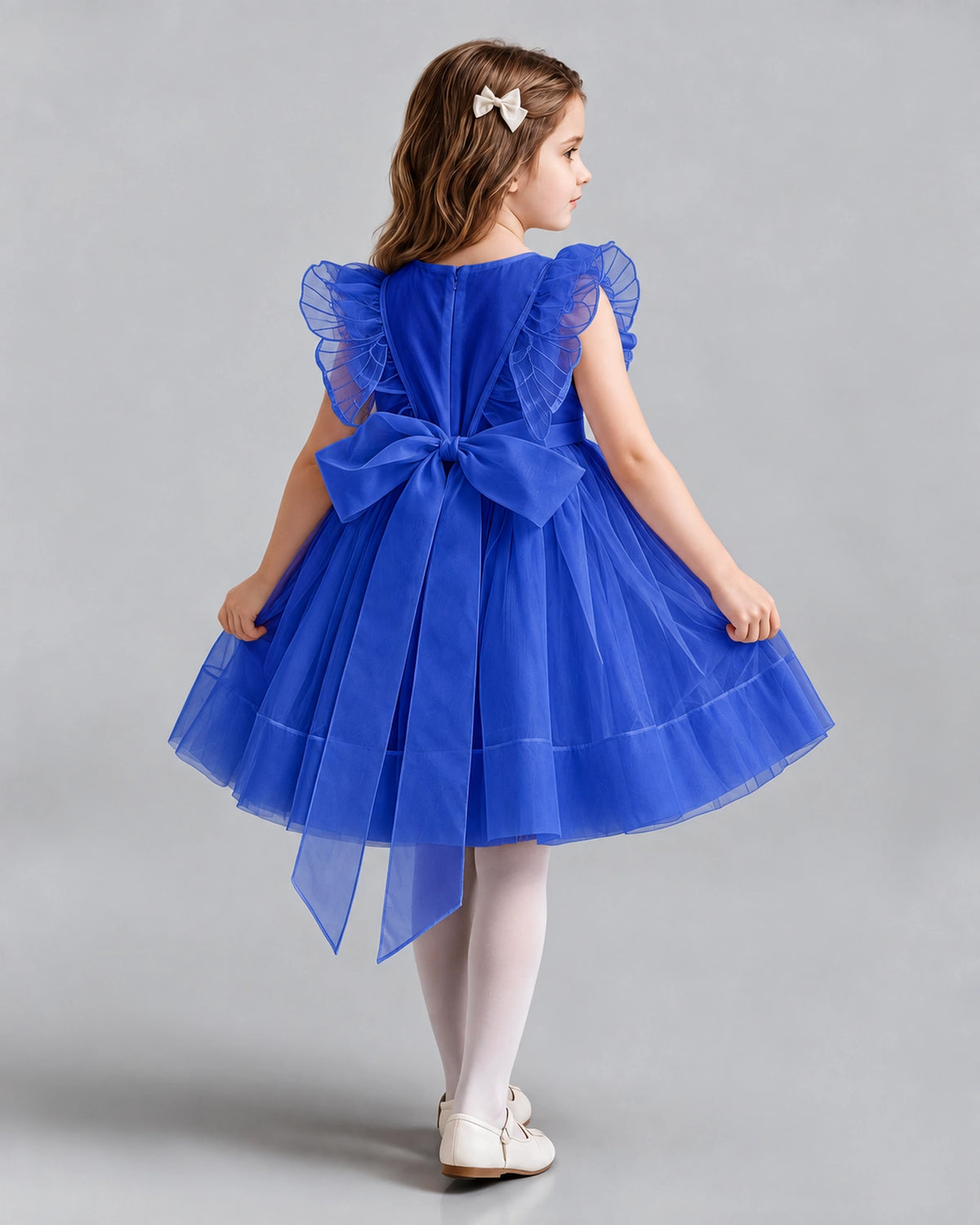 Royal Blue A-line Girls Formal Dresses Back
