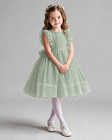 Sage Green A-line Girls Formal Dresses Pose