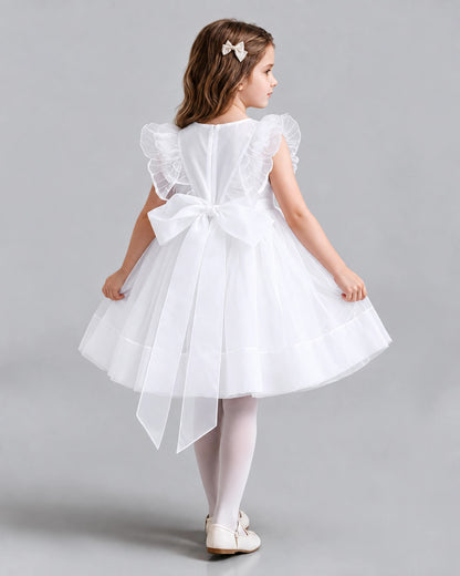 White A-line Girls Formal Dresses Back