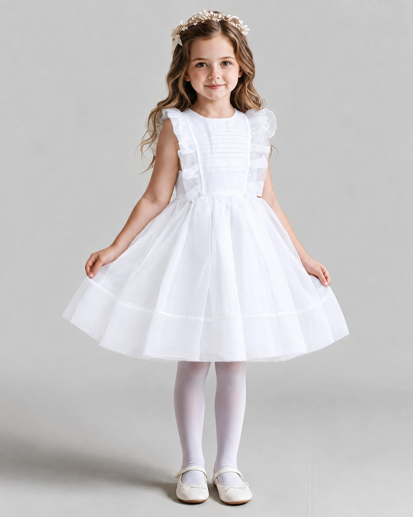 White A-line Girls Formal Dresses Front