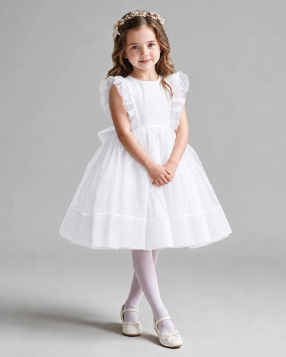 White A-line Girls Formal Dresses Pose