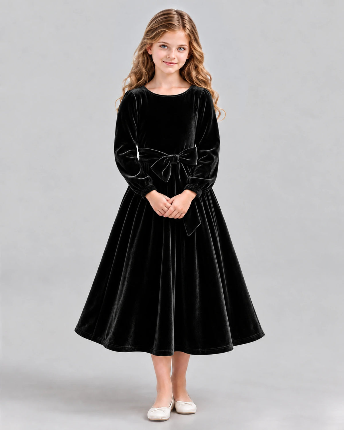 Black A-line Girls Formal Dress Front