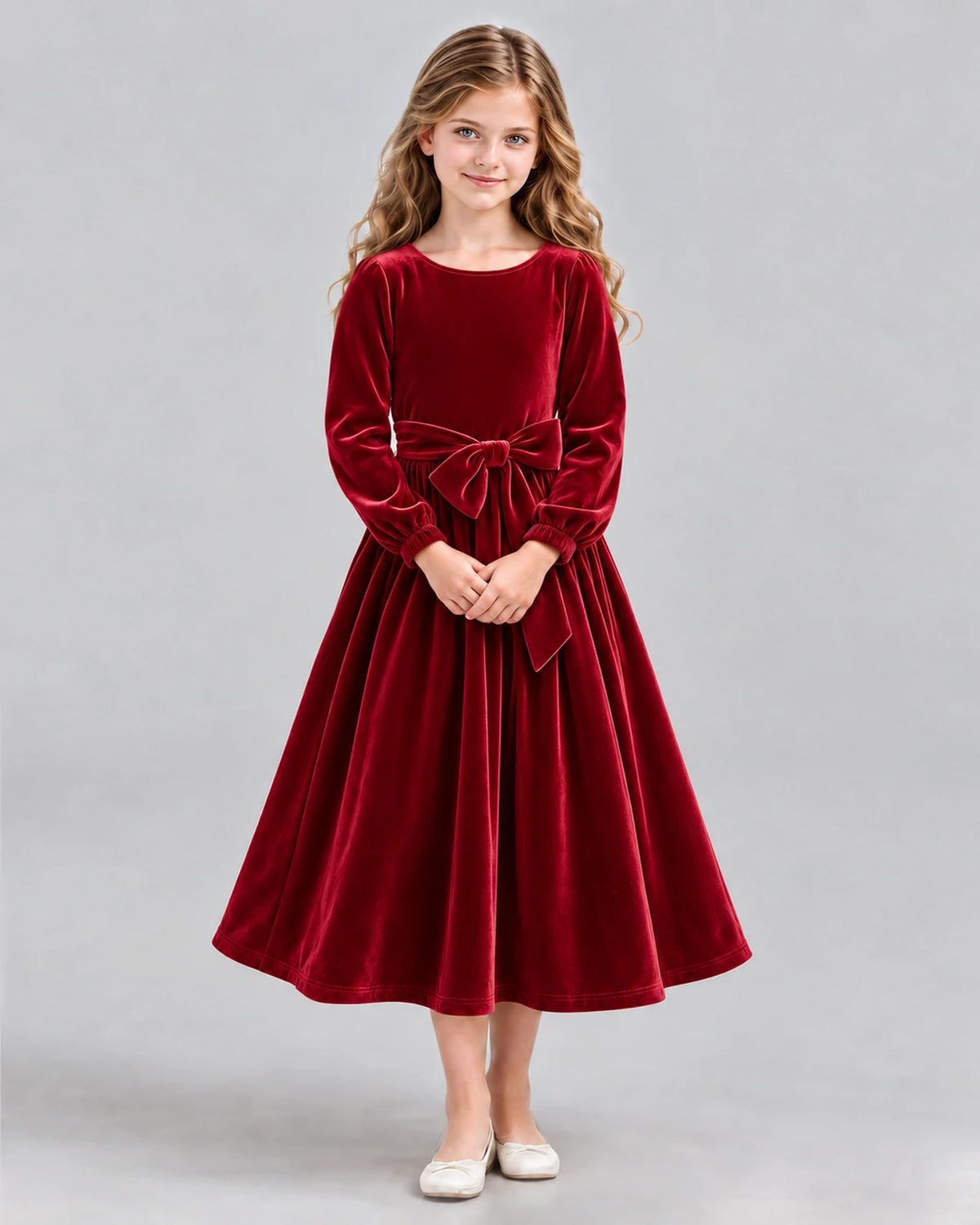 Burgundy A-line Girls Formal Dress Front