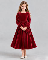 Burgundy A-line Girls Formal Dress Front