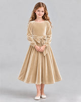 Champagne A-line Girls Formal Dress Front