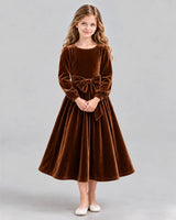 Chocolate A-line Girls Formal Dress Front