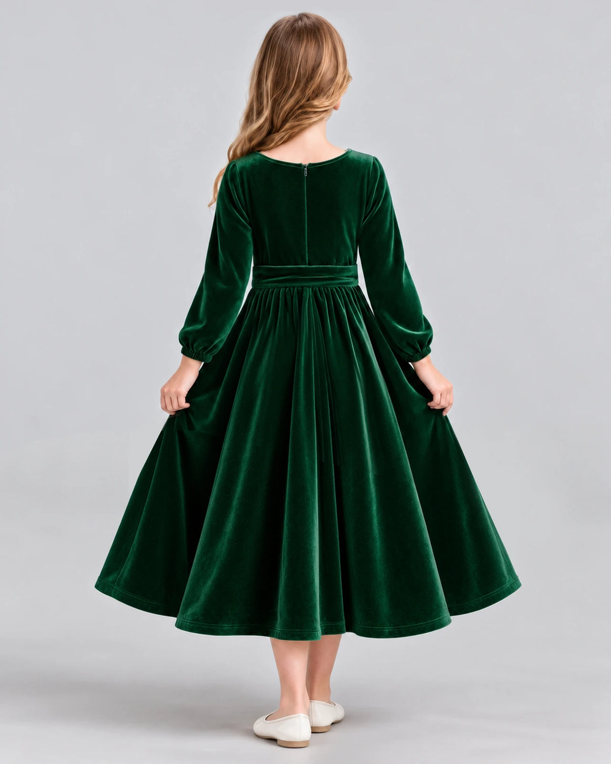 Dark Green A-line Girls Formal Dress Back [Shared]