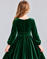 Dark Green A-line Girls Formal Dress Back_Detail [Shared]